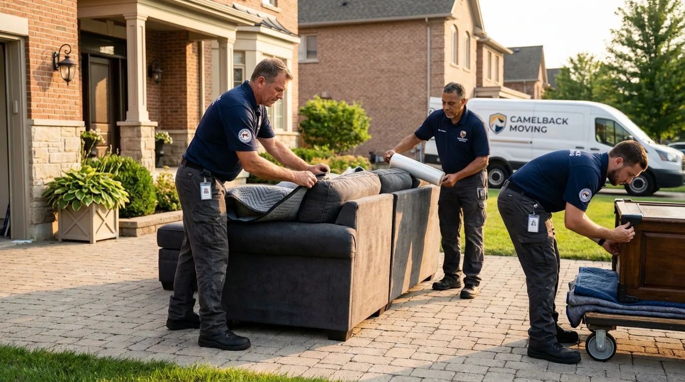 Large estate moving crew wrapping furniture in Hastings, NE