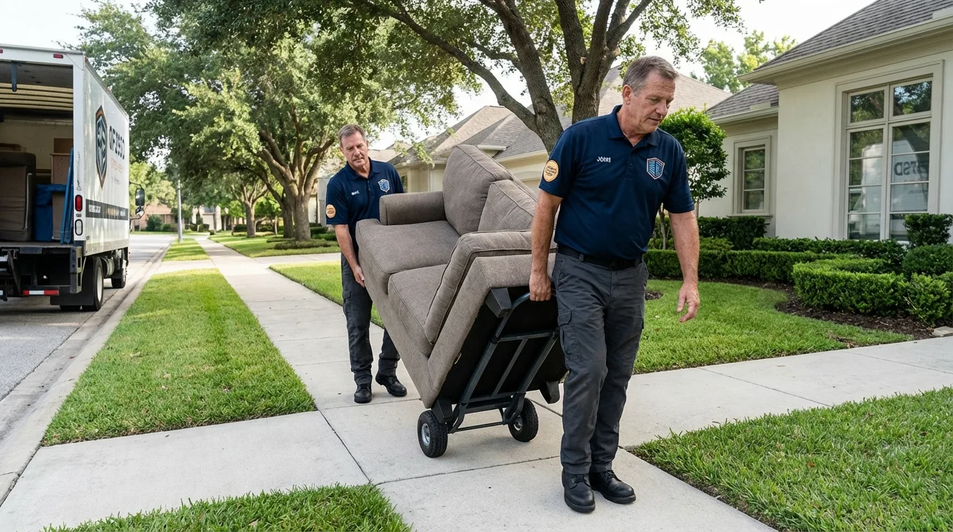 Local residential moving crew loading furniture in Hastings, NE