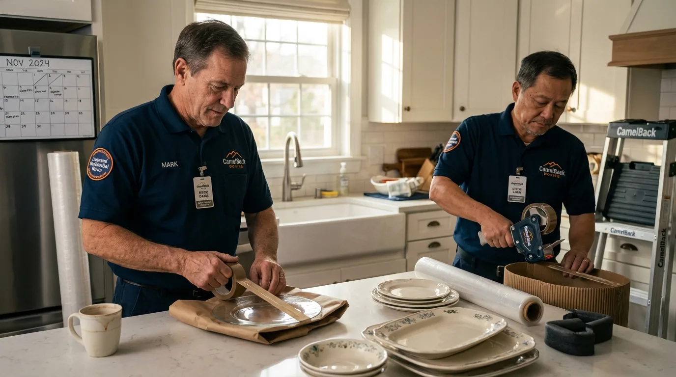 Professional crew packing kitchen dishware in Hastings, NE